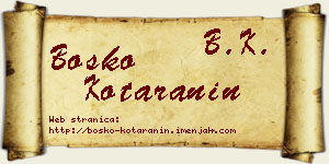 Boško Kotaranin vizit kartica